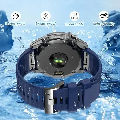 Silicone Band for Garmin Enduro 3 2/Fenix 8/tactix 8 AMOLED 51mm/Fenix 7X/6X, 26mm Quickfit Sprot Watch Strap Replacement for Fenix 7X pro sapphire solar/6X pro/5X/5X plus/epix Pro/Descent Mk2i - 3