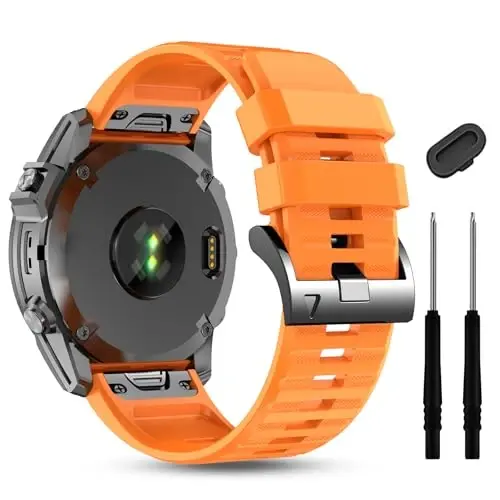 Silicone Band for Garmin Enduro 3 2/Fenix 8/tactix 8 AMOLED 51mm/Fenix 7X/6X, 26mm Quickfit Sprot Watch Strap Replacement for Fenix 7X pro sapphire solar/6X pro/5X/5X plus/epix Pro/Descent Mk2i - 1