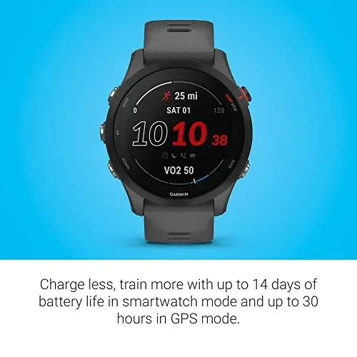 Garmin Forerunner® 255, GPS bilan ishlaydigan aqlli soat, ilg'or tahlillar, uzoq muddatli batareya, to'q kulrang - 3