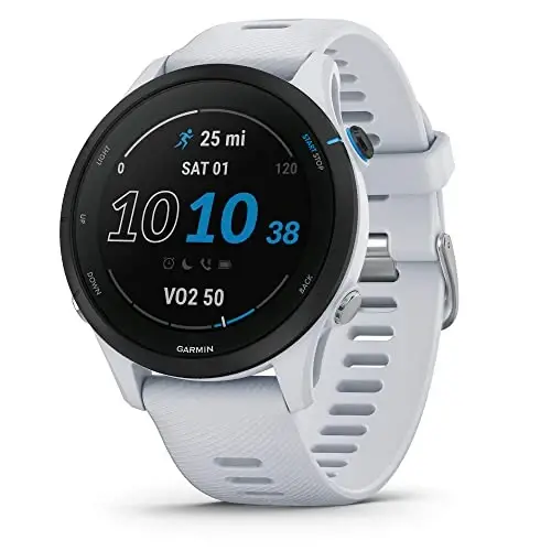 Garmin Forerunner® 255 Music, GPS yugurish aqlli soati musiqa bilan, ilg'or ma'lumotlar, uzoq muddatli batareya, oq - GARMIN