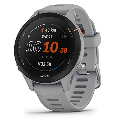 Garmin Forerunner® 255S, Smaller GPS Running Smartwatch, Advanced Insights, Long-Lasting Battery, Powder Gray, 41 MM - 1