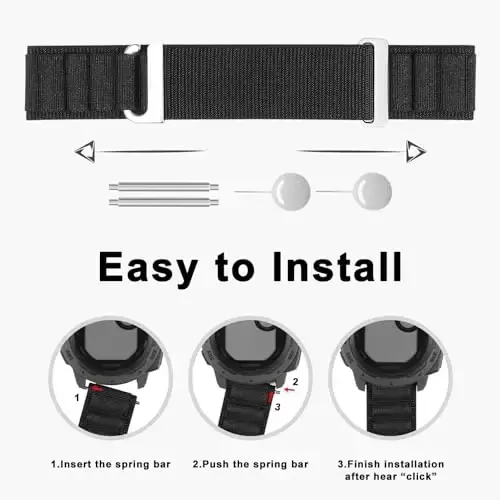 Garmin Instinct 2 Solar, 22mm ga mos keladigan Bolesi Alpine Loop Naylon soat tasmasi. Yumshoq, nafas oluvchi, sozlanuvchi, C-ilyqasi bilan sportga almashtirish tasmasi. Instinct Solar/Tactical/Esports/Tide erkaklar va ayollar uchun. - 4