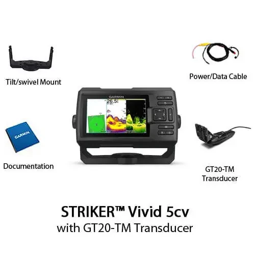 Garmin Striker Vivid 5cv, foydalanish oson bo'lgan 5 dyuymli rangli baliq qidiruvchi va sonar transduser - 6