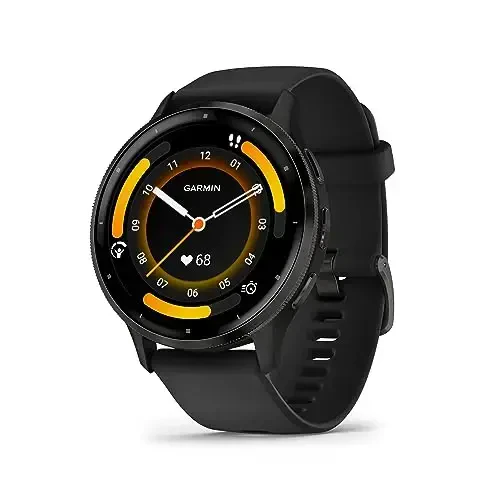 Garmin Venu 3 Slate Stainless Steel Bezel 1.4-Inch AMOLED Touchscreen Display Smart Watch with 45mm Black Case and Silicone Band - GARMIN