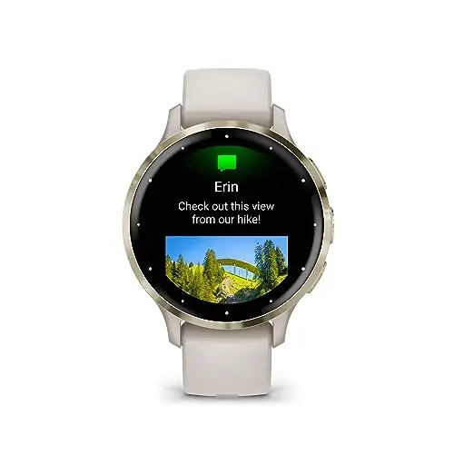 Garmin Venu 3S Açık Altın Paslanmaz Çelik Çerçeve 1,2 İnç AMOLED Dokunmatik Ekran Akıllı Saat, 41 mm Fildişi Kasa ve Silikon Kordon - 2