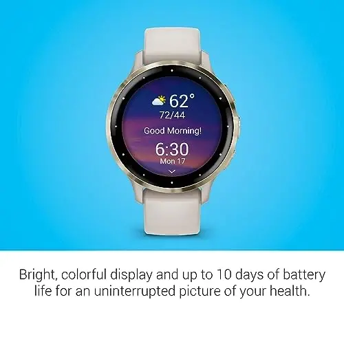 Garmin Venu 3S Açık Altın Paslanmaz Çelik Çerçeve 1,2 İnç AMOLED Dokunmatik Ekran Akıllı Saat, 41 mm Fildişi Kasa ve Silikon Kordon - 3
