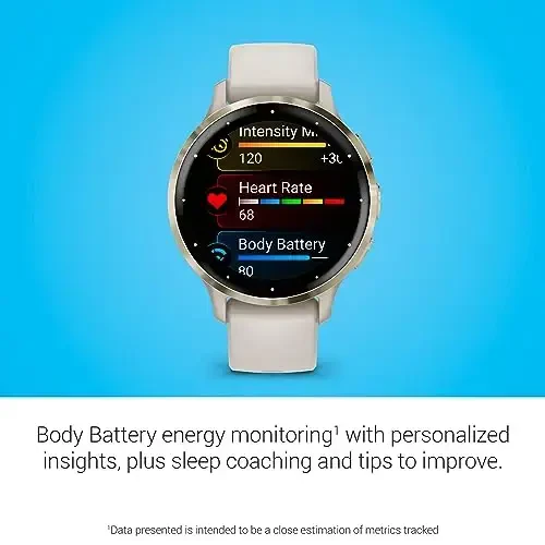 Garmin Venu 3S Soft Gold Stainless Steel Bezel 1.2-Inch AMOLED Touchscreen Display Smart Watch with 41mm Ivory Case and Silicone Band - 4