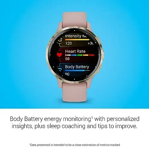 Garmin Venu 3S Soft Gold Stainless Steel Bezel 1.2-Inch AMOLED Touchscreen Display Smart Watch with 41mm Dust Rose Case and Silicone Band - 4