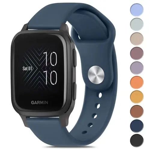 Amzpas Quick Release Watch Bands for Garmin Venu Sq/Venu Sq 2 - Soft Silicone Sport Strap, 20mm - 1
