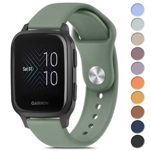 Amzpas Quick Release Watch Bands for Garmin Venu Sq/Venu Sq 2 - Soft Silicone Sport Strap, 20mm - 1