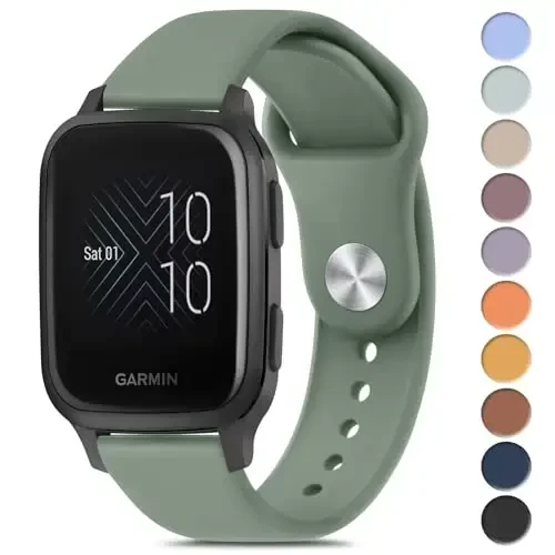 Amzpas Quick Release Watch Bands for Garmin Venu Sq/Venu Sq 2 - Soft Silicone Sport Strap, 20mm - 1