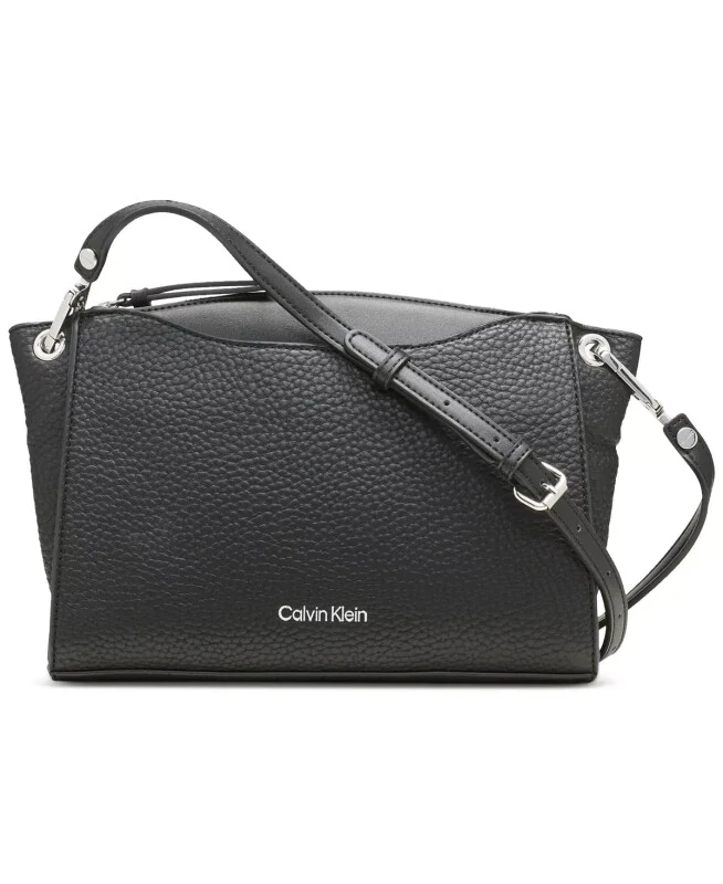 Garnet Adjustable Top Zipper Crossbody-Black Silver - CALVIN KLEIN