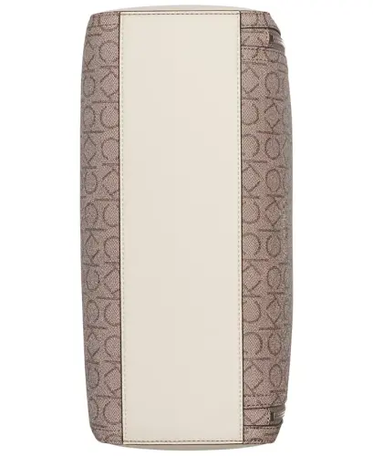 Garnet Signature Triple Compartment Top Zipper Satchel - Almond/White - 2