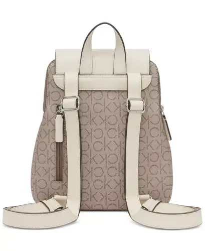 Garnet Signature Triple Compartment Backpack - Almond Taupe/White - 5