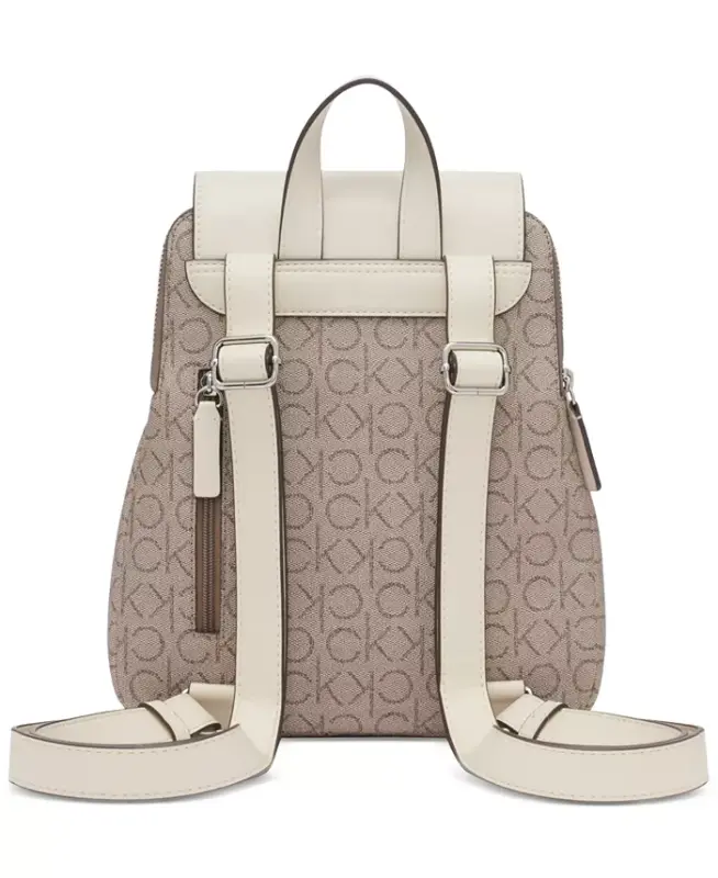 Garnet Signature Triple Compartment Backpack - Almond Taupe/White - 5