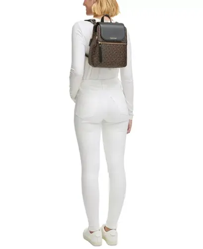 Garnet Signature Triple Compartment Backpack - Brown Khaki/Black - CALVIN KLEIN (1)
