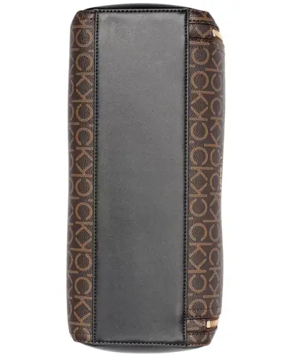 Garnet Signature Triple Compartment Top Zipper Satchel - Brown Khaki/Black - 5