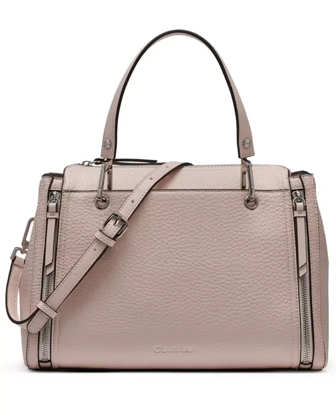 Garnet Triple Compartment Medium Satchel Bag - Petal - CALVIN KLEIN