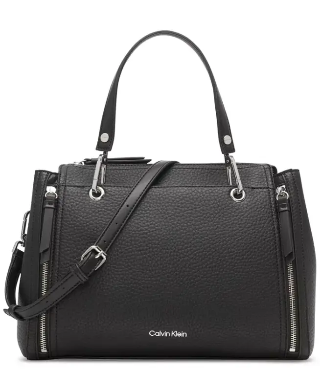 Garnet Triple Compartment Top Zipper Satchel - CALVIN KLEIN