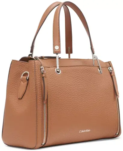 Garnet Triple Compartment Medium Satchel Bag - Caramel - 3