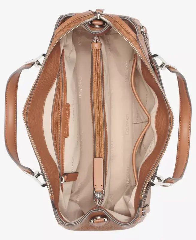 Garnet Triple Compartment Medium Satchel Bag - Caramel - 4