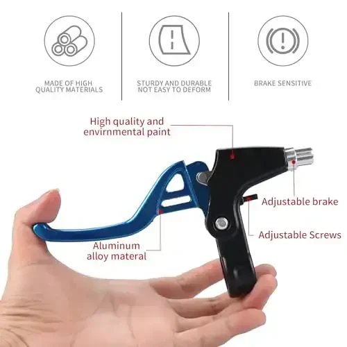 Gashwer Universal 2.2cm Bike Brake Levers Aluminum Alloy V-Brake Handlebar Bicycle Brake Handle for Most Bicycle, Mountain Bike, Road Bike 1 Pair (Blue) - 3