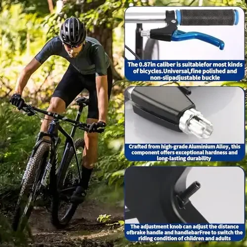 Gashwer Universal 2.2cm Bike Brake Levers Aluminum Alloy V-Brake Handlebar Bicycle Brake Handle for Most Bicycle, Mountain Bike, Road Bike 1 Pair (Blue) - 5