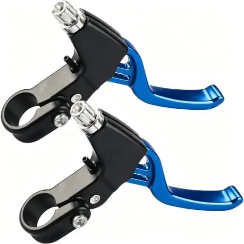 Gashwer Universal 2.2cm Bike Brake Levers Aluminum Alloy V-Brake Handlebar Bicycle Brake Handle for Most Bicycle, Mountain Bike, Road Bike 1 Pair (Blue) - 1