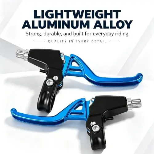 Gashwer Universal 2.2cm Bike Brake Levers Aluminum Alloy V-Brake Handlebar Bicycle Brake Handle for Most Bicycle, Mountain Bike, Road Bike 1 Pair (Blue) - 3