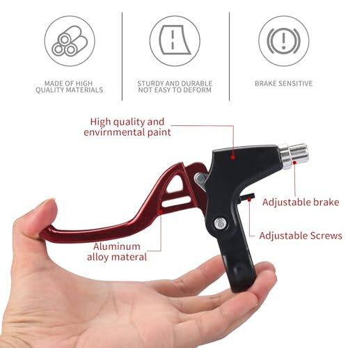 Gashwer Universal 2.2cm Bike Brake Levers Aluminum Alloy V-Brake Handlebar Bicycle Brake Handle for Most Bicycle, Mountain Bike, Road Bike 1 Pair (Red) - 3