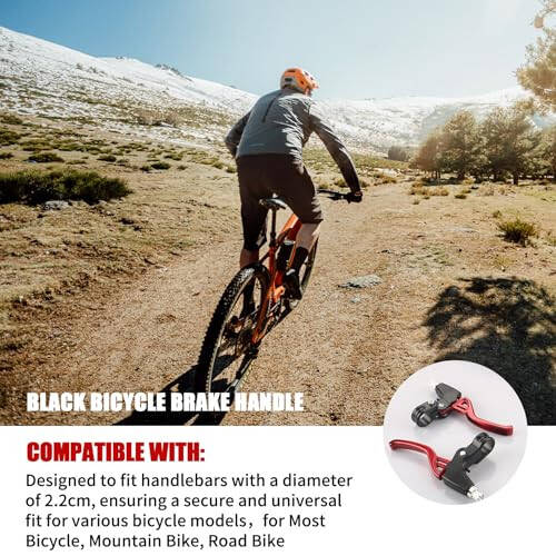 Gashwer Universal 2.2cm Bike Brake Levers Aluminum Alloy V-Brake Handlebar Bicycle Brake Handle for Most Bicycle, Mountain Bike, Road Bike 1 Pair (Red) - 4