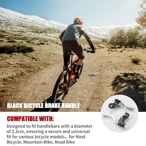 Gashwer Universal 2.2cm Bike Brake Levers Aluminum Alloy V-Brake Handlebar Bicycle Brake Handle for Most Bicycle, Mountain Bike, Road Bike 1 Pair (Silver) - 4