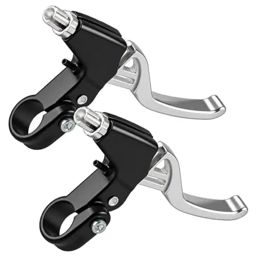 Gashwer Universal 2.2cm Bike Brake Levers Aluminum Alloy V-Brake Handlebar Bicycle Brake Handle for Most Bicycle, Mountain Bike, Road Bike 1 Pair (Silver) - 1