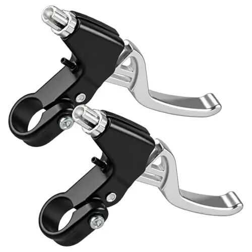 Gashwer Universal 2.2cm Bike Brake Levers Aluminum Alloy V-Brake Handlebar Bicycle Brake Handle for Most Bicycle, Mountain Bike, Road Bike 1 Pair (Silver) - Gashwer