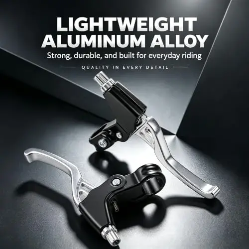 Gashwer Universal 2.2cm Bike Brake Levers Aluminum Alloy V-Brake Handlebar Bicycle Brake Handle for Most Bicycle, Mountain Bike, Road Bike 1 Pair (Silver) - 3