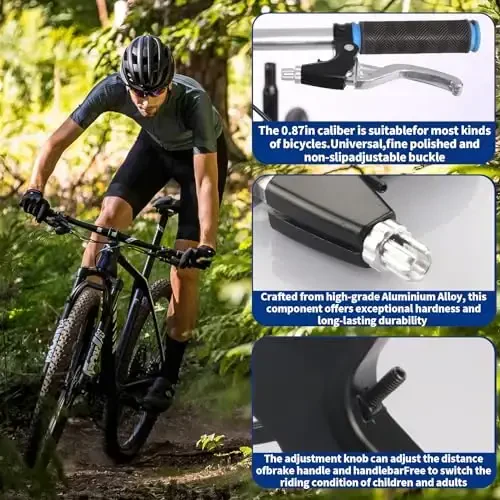 Gashwer Universal 2.2cm Bike Tormoz Dastalari Alyuminiy Qotishmali V-Tormoz Ruli Velosiped Tormozi Ko'pchilik Velosiped, Tog' Velosiped, Yo'l Velosipedi 1 Juft (Kumush) - 5