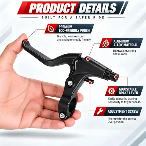 Gashwer V-Type Bike Brakes Set, Complete Universal Bike Front and Rear MTB Bicycle Brake, Inner and Outer Callipers Cables Lever Kit with Multi-Tool Wrenches Black - 5