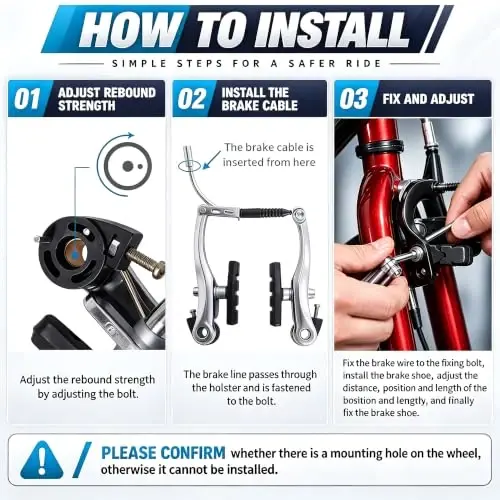 Gashwer V-Type Bike Brakes Set, Complete Universal Bike Front and Rear MTB Bicycle Brake, Inner and Outer Callipers Cables Lever Kit with Multi-Tool Wrenches Silver - 4