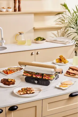Gastro Grill Glass Premium 2400W Izgara va Tost Makinesi Wood Craft 6 Dilim Sigʻimli-Yogʻoch - 3