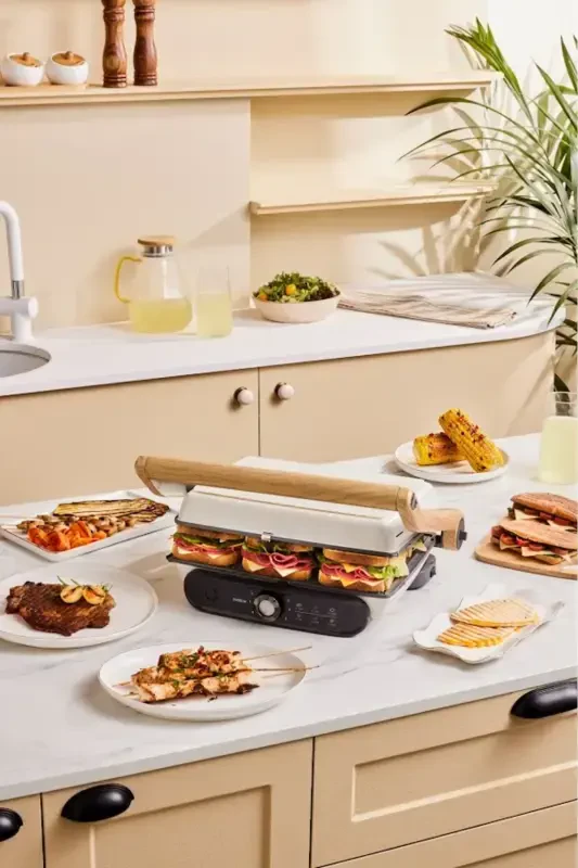 Gastro Grill Glass Premium 2400W Izgara va Tost Makinesi Wood Craft 6 Dilim Sigʻimli-Yogʻoch - 3