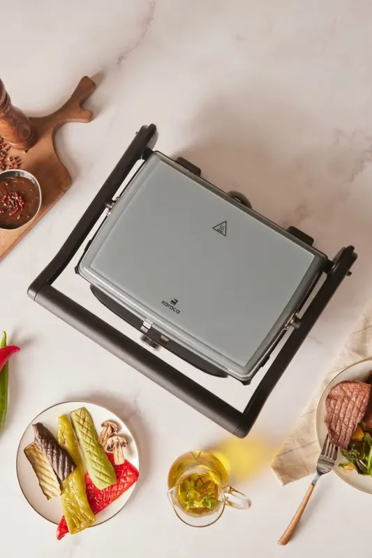 Gastro Grill Glass Premium 2400w Toaster and Grill Machine Anthracite - Anthracite - KARACA