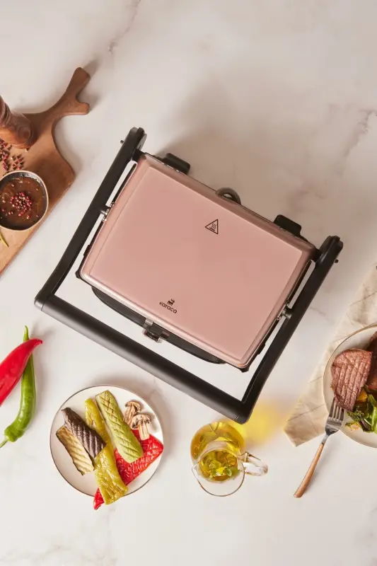 Gastro Grill Glass Premium 2400w Toaster & Grill Machine Rosegold - KARACA