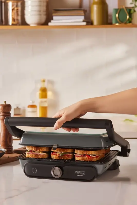 Gastro Grill Glass Premium 2400w Tost Ve Izgara Makinesi Antrasit - Antrasit - 3