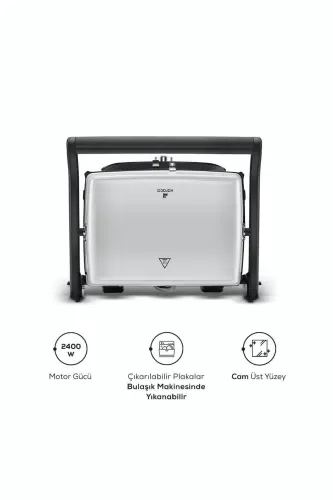 Gastro Grill Glass Premium 2400w Tost Ve Izgara Makinesi Beyaz - Beyaz - 6