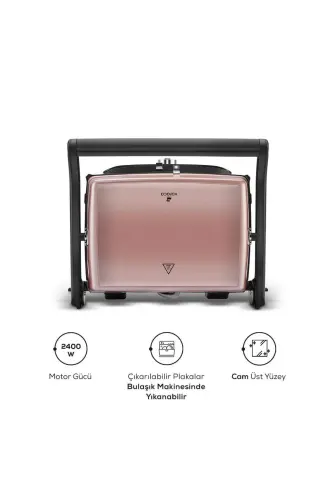 Gastro Grill Glass Premium 2400w Tost Ve Izgara Makinesi Rosegold - Rosegold - 7