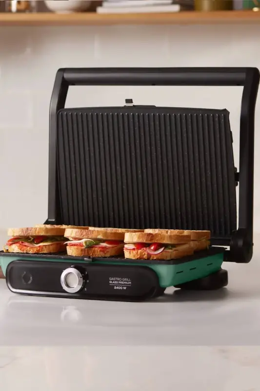 Gastro Grill Glass Premium 2400W Toster va Gril Mashinasi Blue Mist-Blue Mist - 2