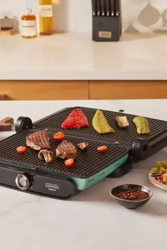 Gastro Grill Glass Premium 2400W Toster va Gril Mashinasi Blue Mist-Blue Mist - 4