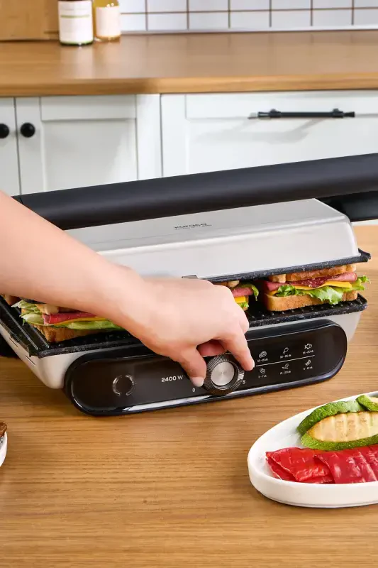 Gastro Grill Pro 2400W Grill and Toast Machine Mulberry 6 Slice Capacity-Mulberry - 3