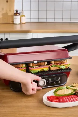 Gastro Grill Pro 2400W Grill and Toaster Machine Red - KARACA (1)