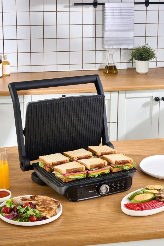 Gastro Grill Pro 2400W Grill va Toaster Mashinasi Antrasit - 2